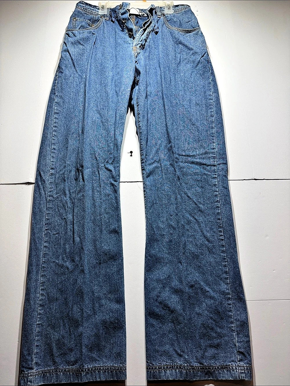 Vintage 90s NAF-NAF Jeans - High Waist Wide Leg Workwear - Medium Wash 100% Cott